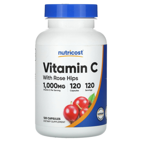 Nutricost, Vitamin C mit Hagebutten, 1.000 mg, 120 Kapseln