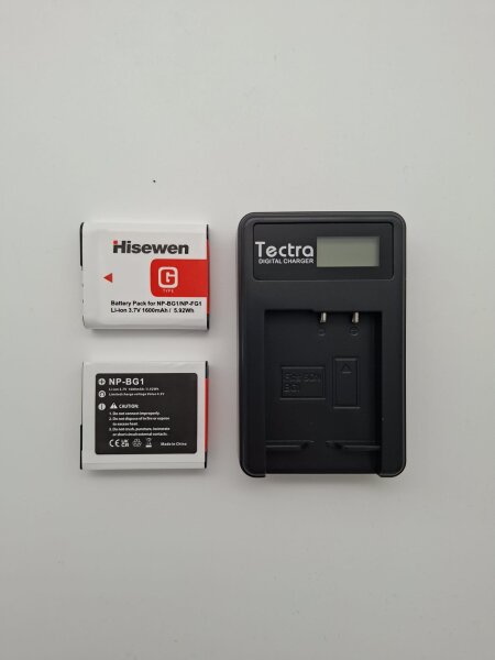 Akkus + Ladegerät passend für Sony Cybershot Modelle 3,7 V 1600 mAh