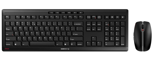 CHERRY Stream Desktop, Kabelloses Tastatur-Maus-Set, EU-Layout QWERTY