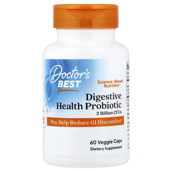 Doctors Best, Digestive Health Probiotic, Probiotikum für eine gesunde Verdauung, 133 mg (2 Milliarden KBE), 60 pflanzliche Kapseln