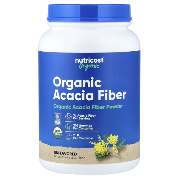 Nutricost, Organic Acacia Fiber Powder, Bio-Akazienfaser-Pulver, geschmacksneutral, 907 g (32,4 oz.)