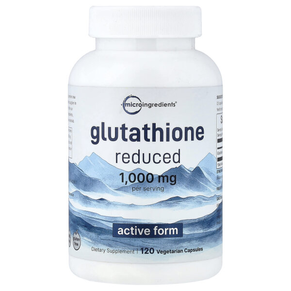 Micro Ingredients, Glutathione, reduziert, 120 pflanzliche Kapseln (500 mg pro Kapsel)