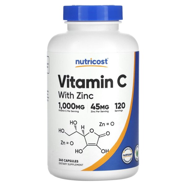 Nutricost, Vitamin C mit Zink, 240 Kapseln