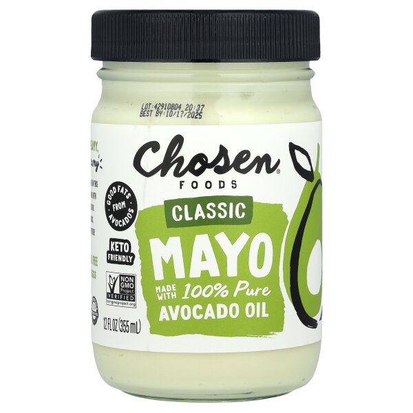 Chosen Foods, Classic Mayo Made With 100% Pure Avocado Oil, klassische Mayonnaise mit 100% reinem Avocadoöl, 355 ml (12 fl. oz.)