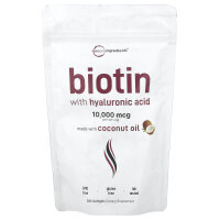 Micro Ingredients, Biotin with Hyaluronic Acid, Biotin mit Hyaluronsäure, 365 Weichkapseln