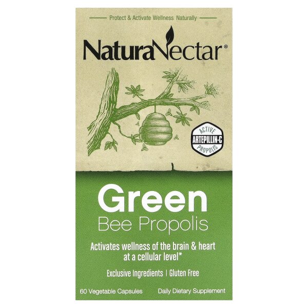 NaturaNectar, Green Bee Propolis, grünes Bienenpropolis, 60 pflanzliche Kapseln