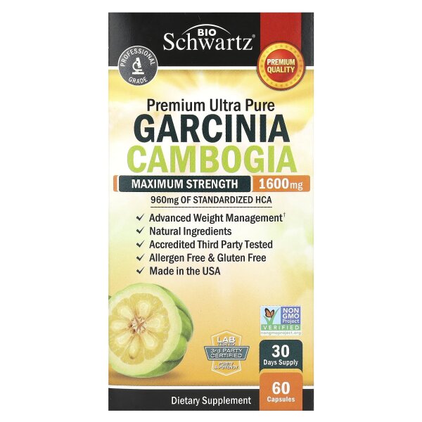 BioSchwartz, Garcina Cambogia, Malabar-Tamarinde, maximale Stärke, 60 Kapseln (800 mg pro Kapsel)