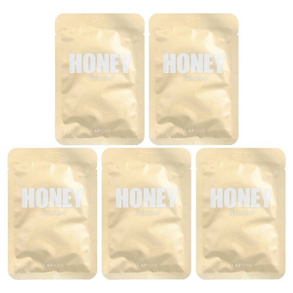 Lapcos, Honey Beauty Sheet Mask, pflegend, 5 Tücher, je 27 ml (0,91 fl. oz.)
