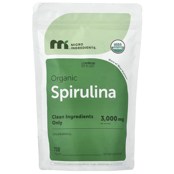 Micro Ingredients, Organic Spirulina, Bio-Spirulina, 720 Tabletten