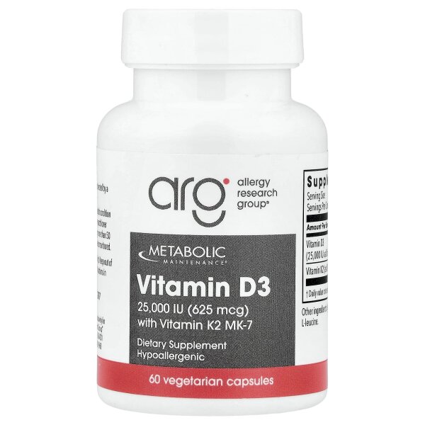 Metabolic Maintenance, Vitamin D3 mit Vitamin K2 (MK-7), 60 pflanzliche Kapseln