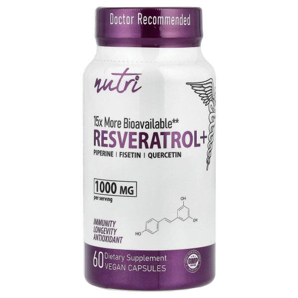 Nutri, Resveratrol+, Resveratrol+, 60 vegane Kapseln