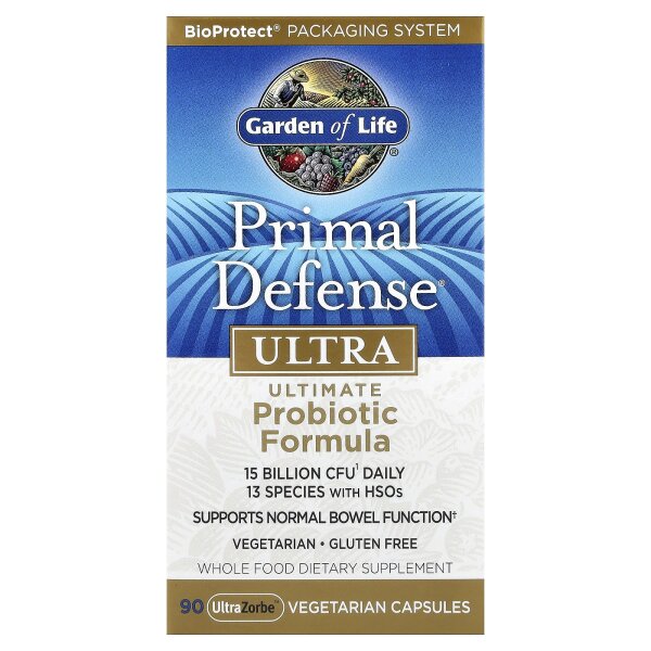 Garden of Life, Primal Defense®, Ultra, ultimative probiotische Formel, 90 pflanzliche UltraZorbe™-Kapseln