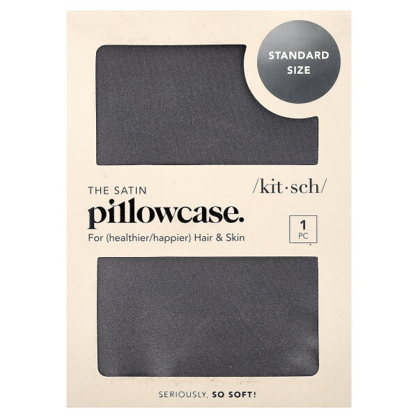 Kitsch, Der Satin-Kissenbezug, Standardgröße, Anthrazit, 1 Kissenbezug