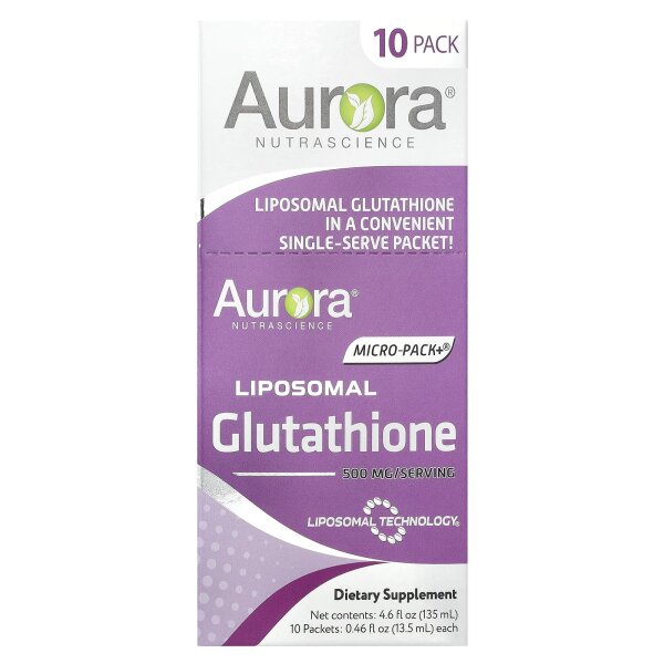 Aurora Nutrascience, Micro-Pack+®, Liposomal Glutathione, liposomales Glutathion, 10 Päckchen, je 13,5 ml (0,46 fl. oz.).