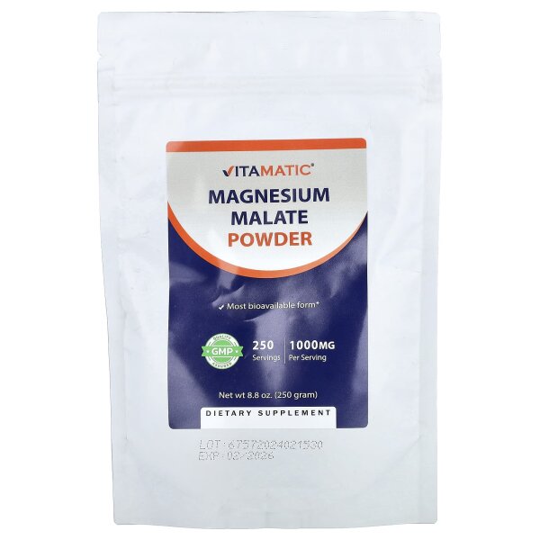 Vitamatic, Magnesium Malate Powder, Magnesiummalatpulver, 250 g (8,8 oz.)