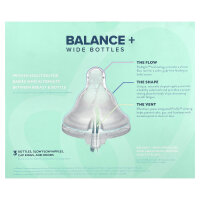 Evenflo Feeding, Balance+ Bottles, Breit, ab 0 Monaten, langsamer Fluss, 3 Flaschen, je 270 ml (9 oz.).