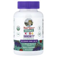 MaryRuths, Organic Kids Immunity Gummies with Elderberry, Vitamin C und Zinc, Bio-Fruchtgummis für das Immunsystem von Kindern mit Holunder, Vitamin C und Zink, gemischte Beeren, 60 Fruchtgummis