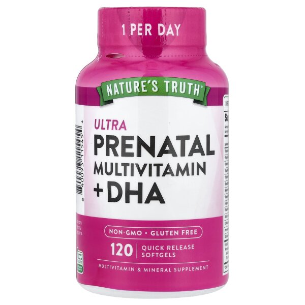 Natures Truth, Ultra Prenatal Multivitamin + DHA, pränatales Multivitamin + DHA, 120 Weichkapseln mit schneller Freisetzung