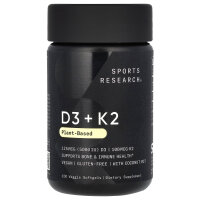 Sports Research, D3 + K2, auf pflanzlicher Basis, 120...