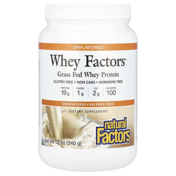 Natural Factors, Whey Factors, 100 % Molkeprotein, ohne Geschmack, 12 oz (340 g)