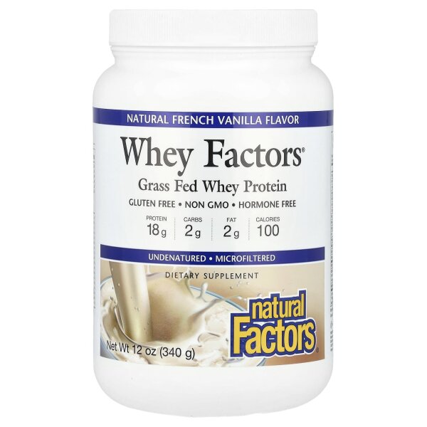 Natural Factors, Whey Factors, grasgefüttertes Molkenprotein, natürliche französische Vanille, 340 g (12 oz.)
