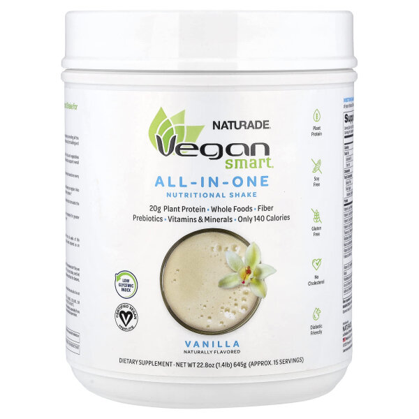 VeganSmart, All-In-One Nutritional Shake, Vanille, 645 g (1,4 lbs.)