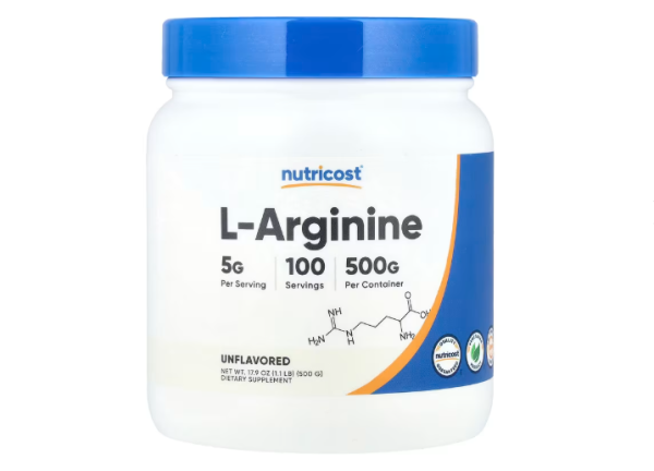 Nutricost, L-Arginine, Unflavored, L-Arginin, geschmacksneutral, 500 g