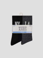 SCOTCH & SODA 6 Paar High Crew Socken Schwarz Grau...