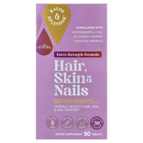 21st Century, Extra starkes Haar, Haut und N?gel, 90 Tabletten
