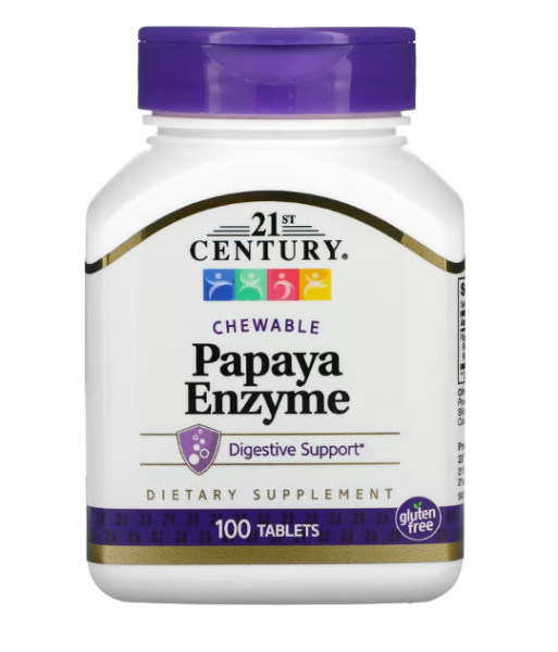 21st Century, Papaya-Enzym, 100 Kautabletten