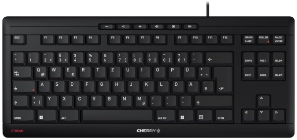 CHERRY Stream Keyboard TKL, Kabelgebundene Tastatur DE-Layout QWERTZ