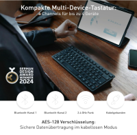 CHERRY KW 9200 MINI, Kompakte Multi-Device-Tastatur US-Layout QWERTY