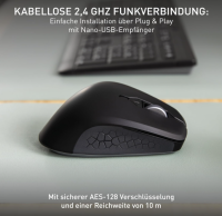 CHERRY Stream Mouse Comfort, Kabellose Ergonomische Maus ohne OVP