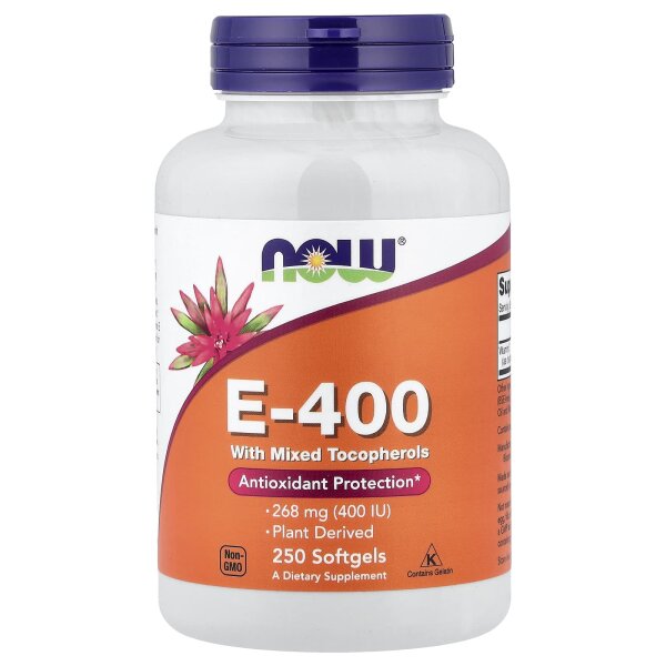 NOW Foods, Natural E-400 with Mixed Tocopherols, Natural E-400 mit gemischten Tocopherolen, 250 Weichkapseln