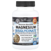 BioSchwartz, Maximum Absorption Magnesium Bisglycinate, Magnesiumbisglycinat mit maximaler Absorption, 180 pflanzliche Kapseln (24 mg pro Kapsel)