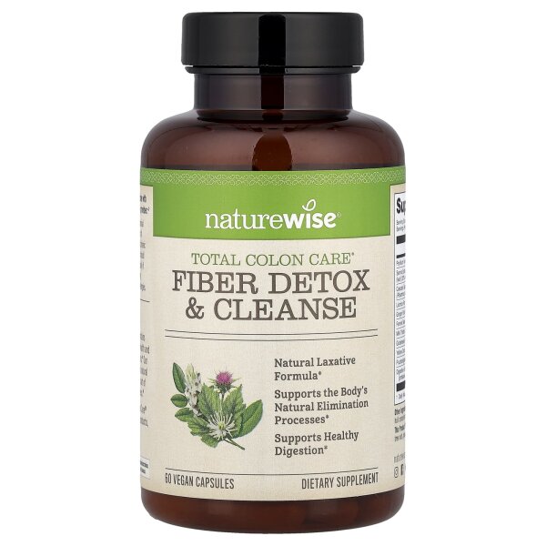 NatureWise, Total Colon Care®, Fiber Detox & Cleanse, ballaststoffhaltige Entgiftung und Reinigung, 60 vegane Kapseln