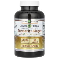 Amazing Nutrition, Turmeric & Ginger with BioPerine, Kurkuma und Ingwer mit BioPerine, 180 vegetarische Kapseln