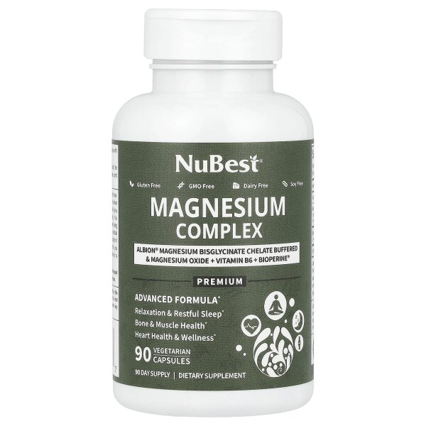 NuBest, Magnesium Complex, Magnesium-Komplex, 90 pflanzliche Kapseln