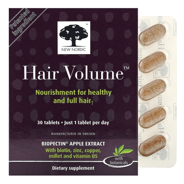 New Nordic US Inc, Haarvolumen mit Pflanzenstoffen, 30 Tabletten