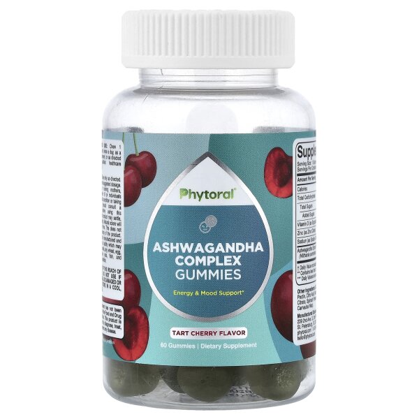 Phytoral, Ashwagandha Complex Gummies, Ashwagandha-Komplex-Fruchtgummis, Sauerkirsche, 60 Fruchtgummis