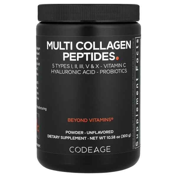 Codeage, Multi Collagen Peptides Powder, Multi-Kollagen-Peptid-Pulver, geschmacksneutral, 300 g (10,58 oz.)