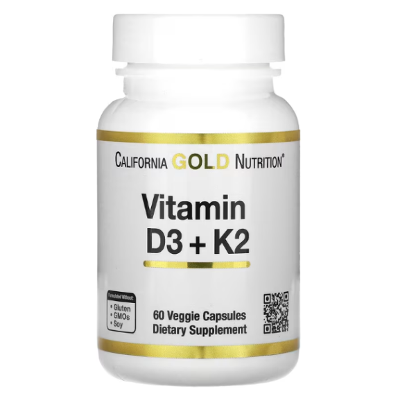 California Gold Nutrition, Vitamin D3 + K2, 60 Kapseln