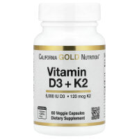 California Gold Nutrition, Vitamin D3 + K2, 60 Kapseln