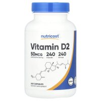 Nutricost, Vitamin D2, 50 mcg (2.000 IU), 240 Kapseln