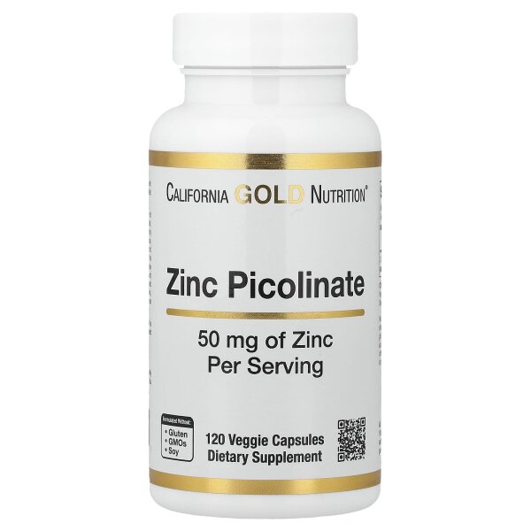 California Gold Nutrition, Zinc Picolinate, Zinkpicolinat, 50 mg, 120 Kapseln