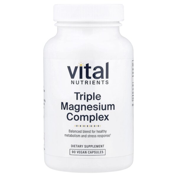 Vital Nutrients, Triple Magnesium Complex, dreifacher Magnesiumkomplex, 500 mg, 90 vegane Kapseln (250 mg pro Kapsel)