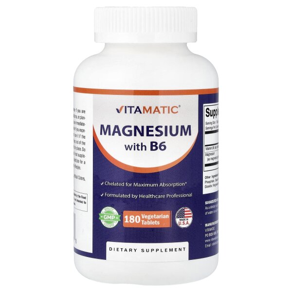 Vitamatic, Magnesium mit B6, 180 vegetarische Tabletten