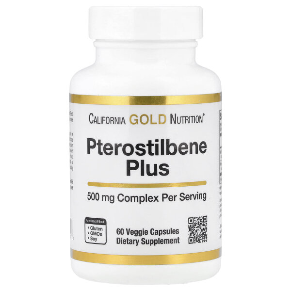 California Gold Nutrition, Pterostilbene Plus with Wild Blueberry Powder, Pterostilben Plus mit Wilde-Heidelbeer-Pulver, 60 pflanzliche Kapseln