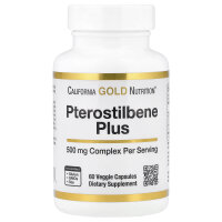 California Gold Nutrition, Pterostilbene Plus with Wild Blueberry Powder, Pterostilben Plus mit Wilde-Heidelbeer-Pulver, 60 pflanzliche Kapseln
