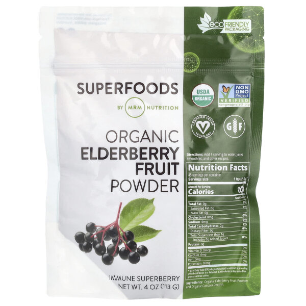 MRM Nutrition, Organic Elderberry Fruit Powder, Bio-Holunder-Fruchtpulver, 113 g (4 oz.)